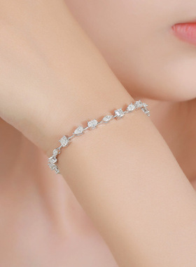 异形钻莫桑钻纯银拼接手链