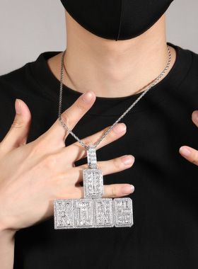 超级个性英文字母嘻哈吊坠项链