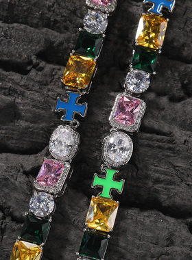 彩宝滴油多巴胺嘻哈小众项链