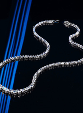 三爪纯银渐变大小莫桑钻网球链