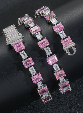 INS风欧美女士轻奢粉色满钻项链