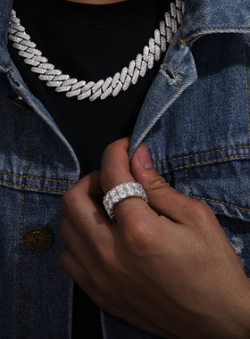 高端定制莫桑石戒指男士