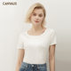 Basic mercerized cotton short-sleeved T-shirt for women with round neck