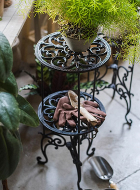 铁艺花架简约单双层客厅阳台花盆架子室内多肉绿萝吊兰植物置物架