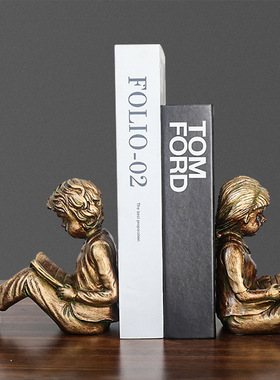 欧式复古书童书挡书房摆件创意家居电视柜装饰品样板房桌面摆设