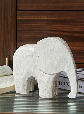 北欧复古木质工艺大象摆件家居客厅书房样板房民宿前台装饰艺术品