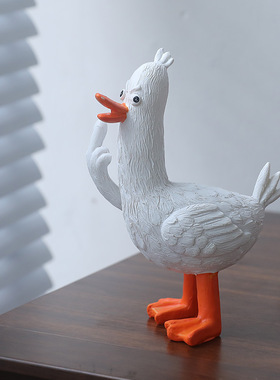 北欧创意Duck you竖中指鸭送礼好物创意搞怪桌面装饰品树脂工艺品