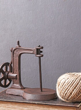 美式乡村复古怀旧缝纫机铸铁绕绳器摆件家居酒吧橱窗陈列道具装饰