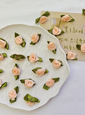 丝带带叶玫瑰花DIY蛋糕装饰