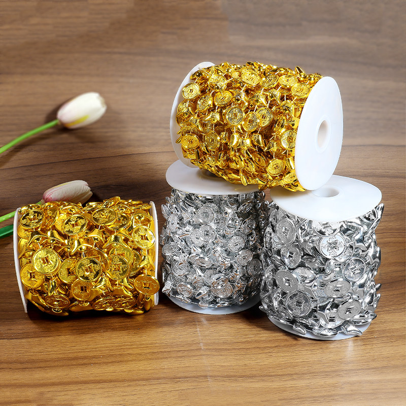 新款手工折纸铜钱元宝链条装饰中秋折塔发财树挂件演出道具摇钱树,淘宝优惠券,粉丝福利购,淘宝优惠卷