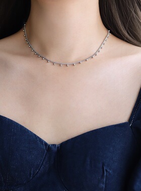 你好星期六虞书欣同款项链蕾丝圆珠钛钢小众设计感锁骨链颈链女款