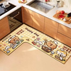Cartoon L-shaped kitchen special floor mat diatom mud absorbs water and oil, non-slip, anti-oil, dirt-resistant and easy-care foot mat