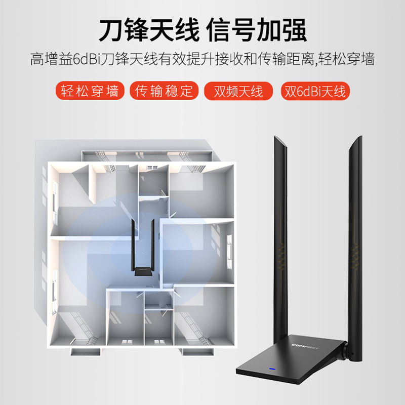 【千兆穿墙】1200M双频5G免驱动USB无线网卡大功率台式机电脑主机WIFI信号接收器增强网络高增益天线COMFAST-图3