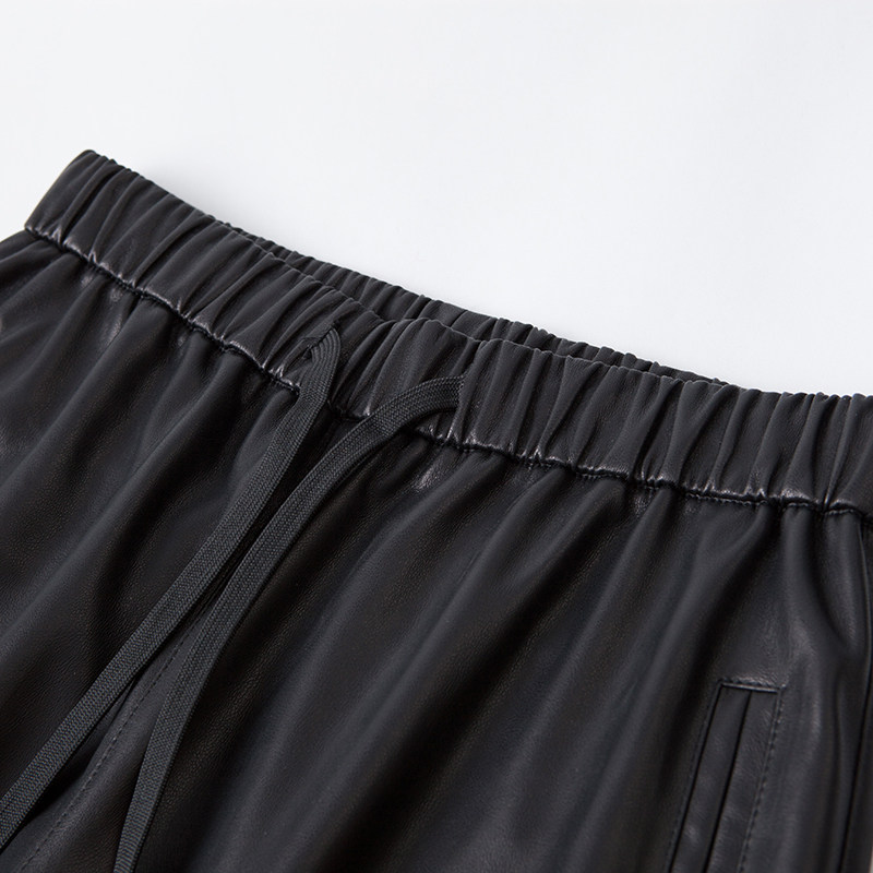 2025新款海宁真皮皮裤女高腰松紧绵羊皮弯刀裤垂感哈伦休闲长裤潮,淘宝优惠券,粉丝福利购,淘宝优惠卷