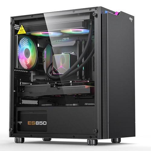 爱国者V13高颜值台式机游戏机箱MATX 240水冷侧透办公家用RGB炫彩 - 图0