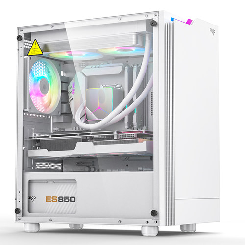 爱国者V13高颜值台式机游戏机箱MATX 240水冷侧透办公家用RGB炫彩 - 图2