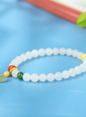 天然和田玉白玉单圈女士手链