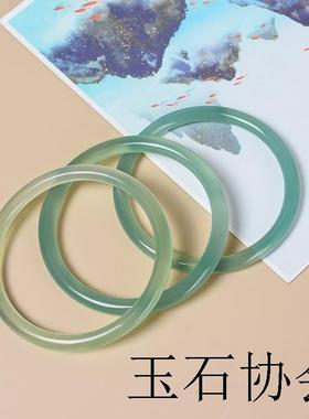 高端冰种远山黛玛瑙手镯女油青色美人镯翡翠色玉髓叮当镯精品配饰