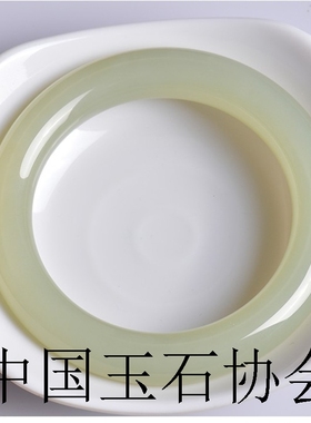 和田玉手镯冰种小细条叮当镯青海晴水冰透玉髓青白玉石胖圆条镯子