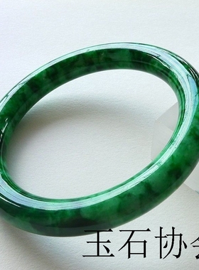 缅甸豆种翡翠手镯满绿圆条手镯阳绿冰糯种帝王绿手镯祖母绿玉手镯