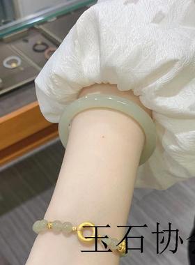 新疆和田玉手镯细款圆条晴水青白玉羊脂白镯叮当镯高端新疆玉镯子