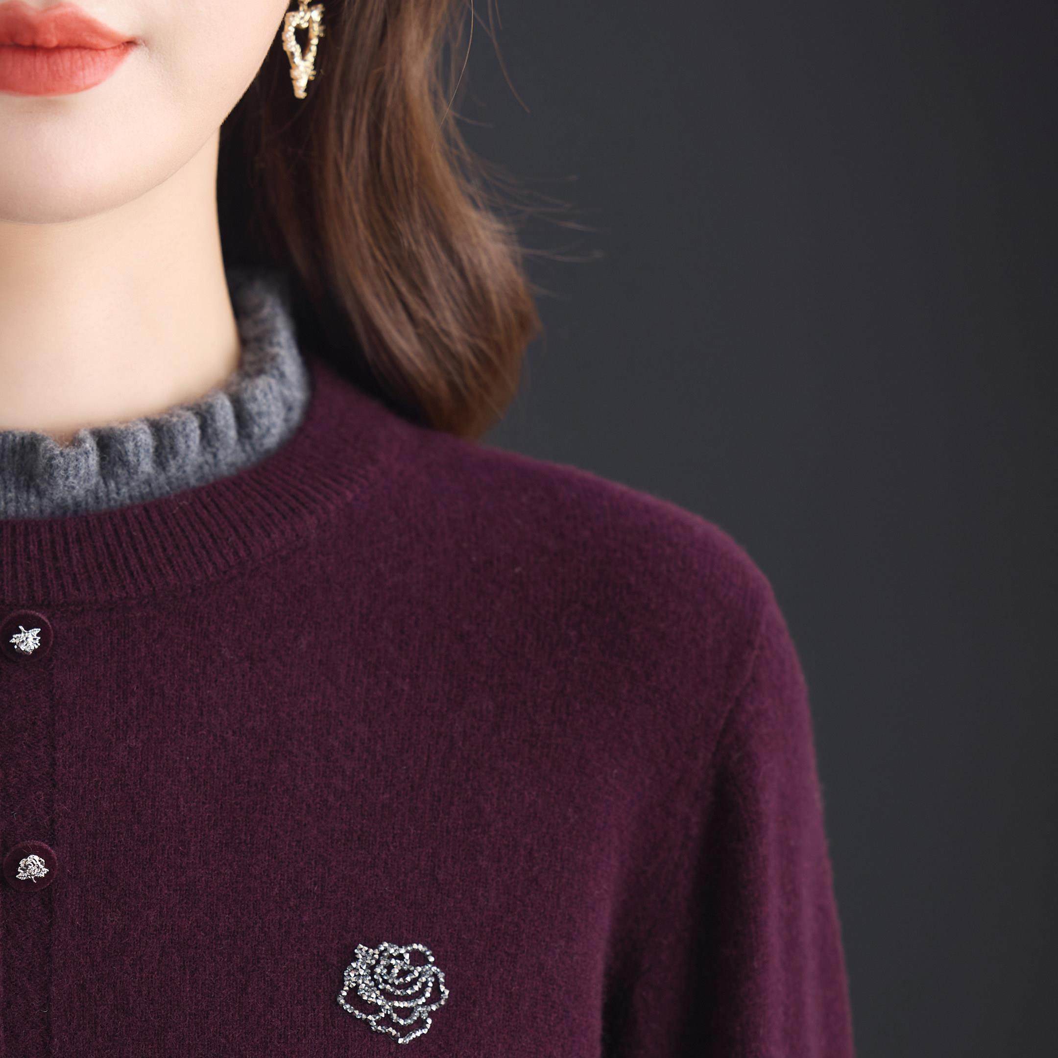 100%纯羊毛加厚毛衣女发热保暖妈妈装秋冬洋气减龄木耳边打底套衫,淘宝优惠券,粉丝福利购,淘宝优惠卷