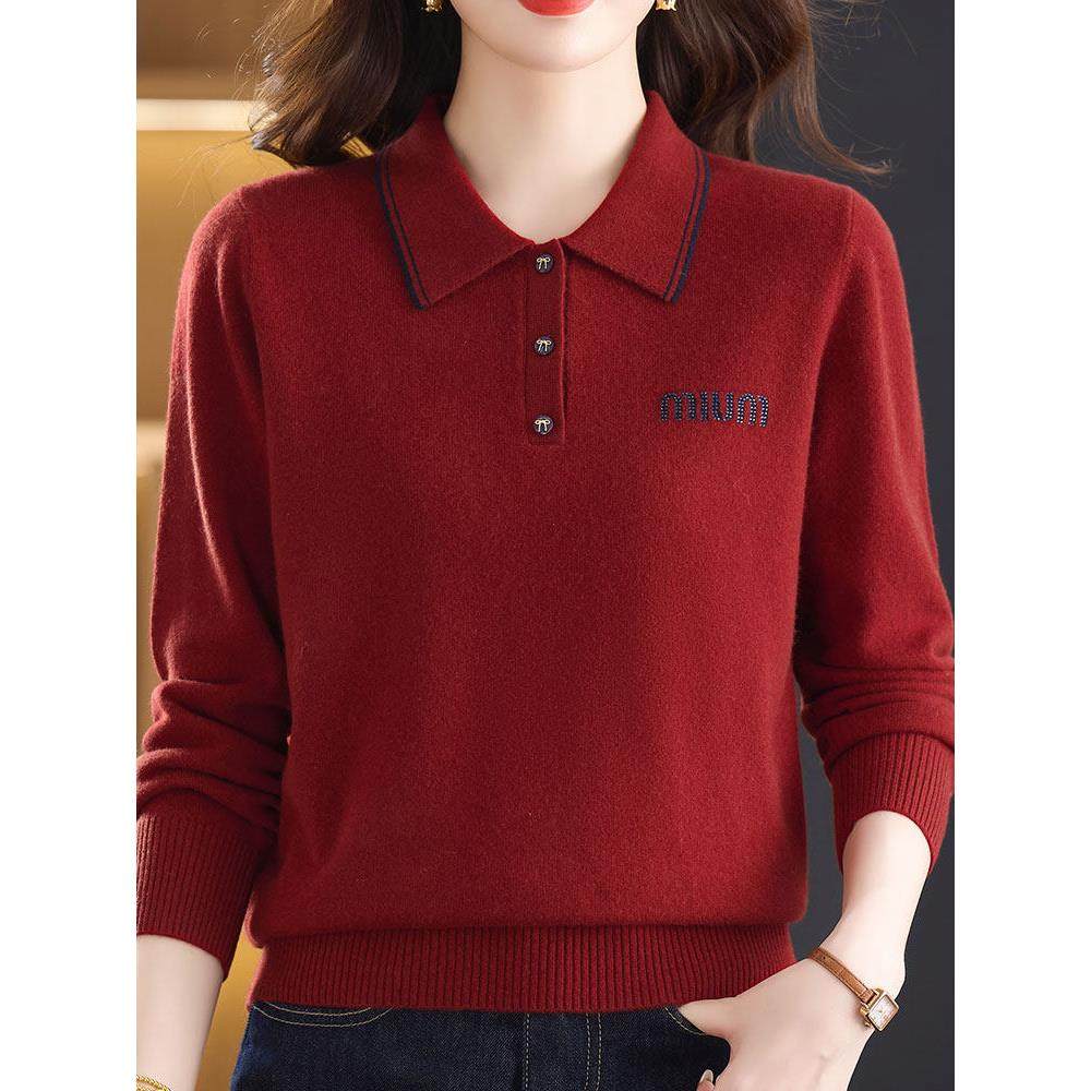 100%山羊绒中年妈妈纯色毛衣女秋冬大码翻领针织打底衫女上衣短款,淘宝优惠券,粉丝福利购,淘宝优惠卷