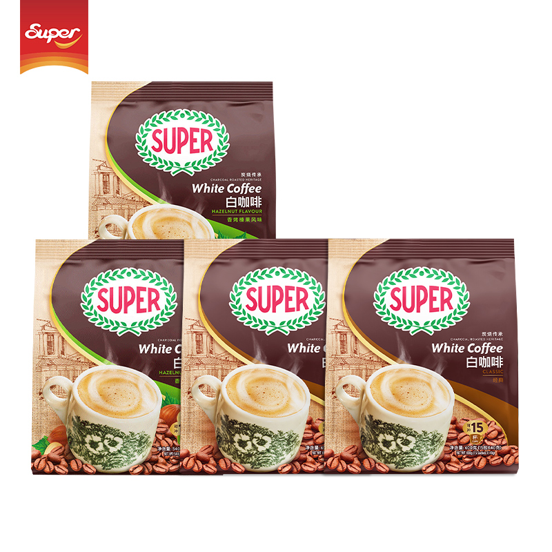 马来西亚进口super超级白咖啡三合一炭烧原味速溶咖啡粉600g*3袋-图0