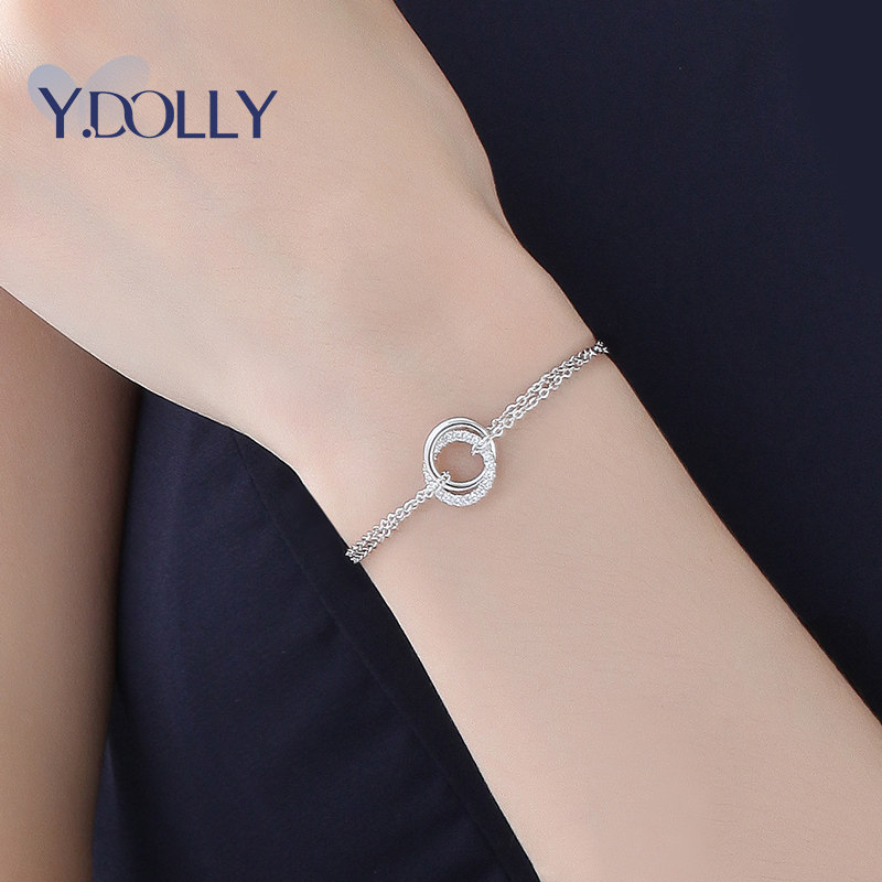 yd925银镶施华洛世奇锆女双层手链 ydolly手链