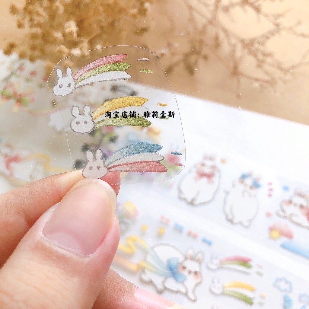 台湾peipei 小兔蝴蝶结 和纸pet胶带 循环分装整卷 - 图3