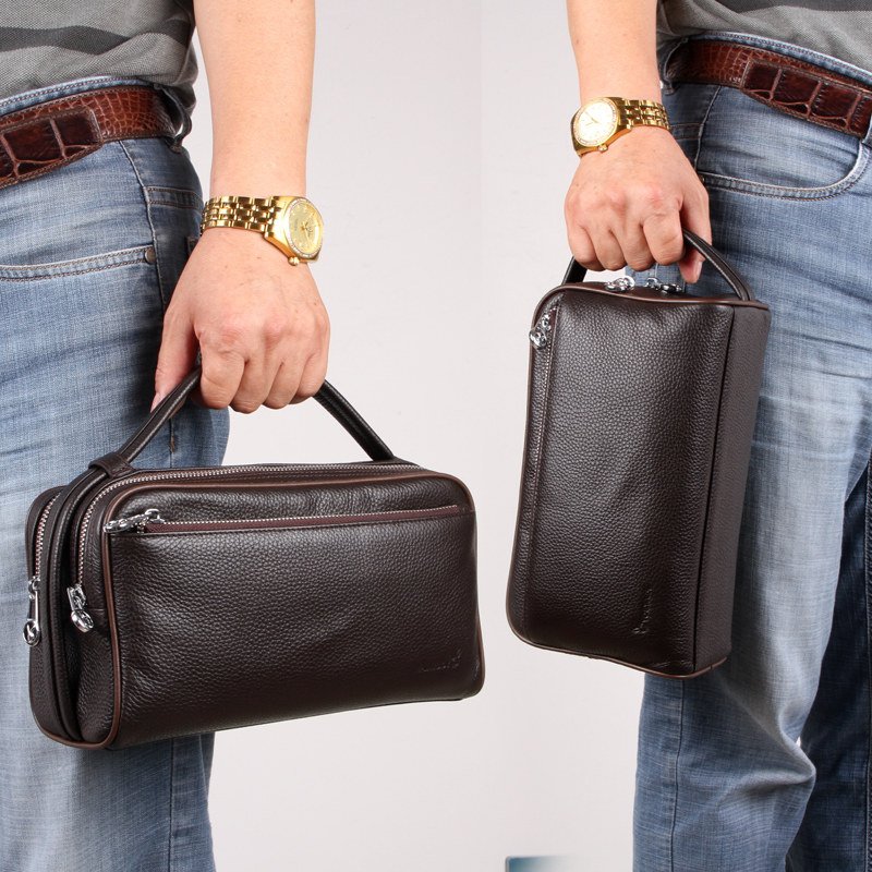 花花公子正品男手拿包头层牛皮男包 花花公子恒信男士包袋