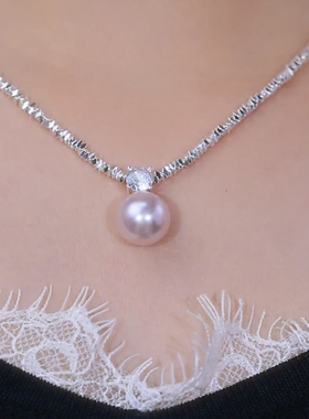 法式复古碎银仿珍珠项链女