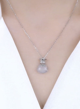 银色福袋项链时尚高级感锁骨链