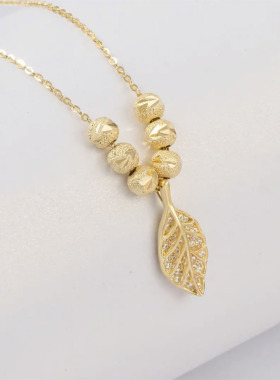 钛钢金枝玉叶转运珠项链