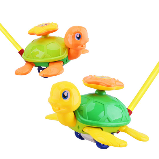 Baby dragging toddler plane toys