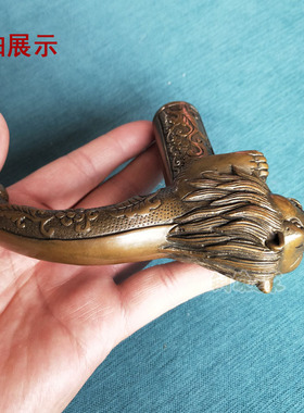 包邮 手把柄黄铜做旧狮子拐杖头登上杖头 个性把手