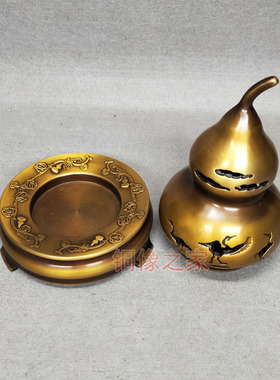 黄铜松鹤延年葫芦客厅卧室工艺品