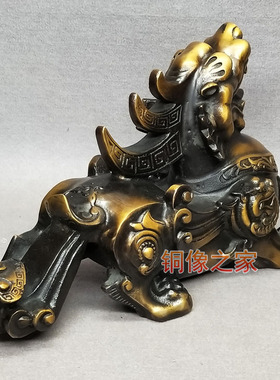 黄铜做旧招财貔貅桌面摆件包邮