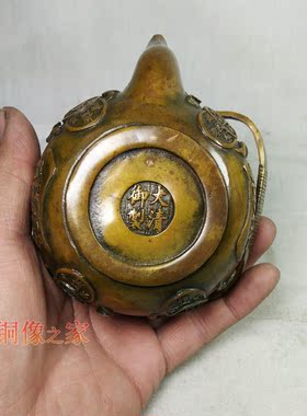 纯铜仿古风招财进宝酒壶家居装饰