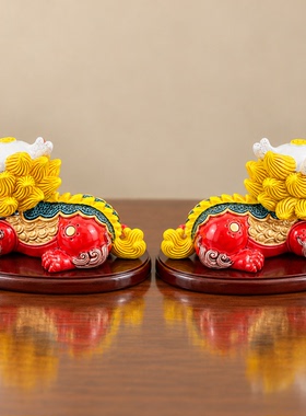彩陶交趾陶貔貅桌面摆件
