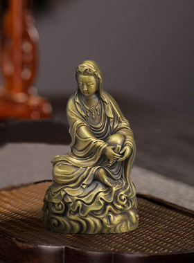 古铜佛小铜像随身口袋佛桌面摆件陀佛祖观音地藏菩萨复古实心铜佛