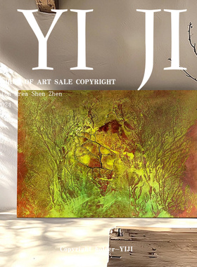 YJ.ART原创手绘《心光璀璨》现代北欧风亮绿氛围感艺术客厅挂画
