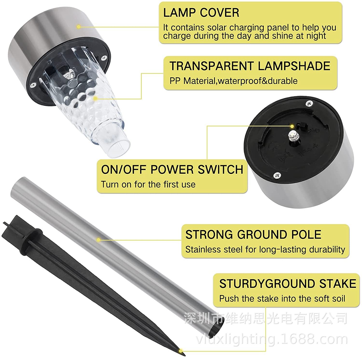太阳能草坪灯户外庭院花园布置装饰不锈钢地插小夜灯天黑自动亮灯 - 图2