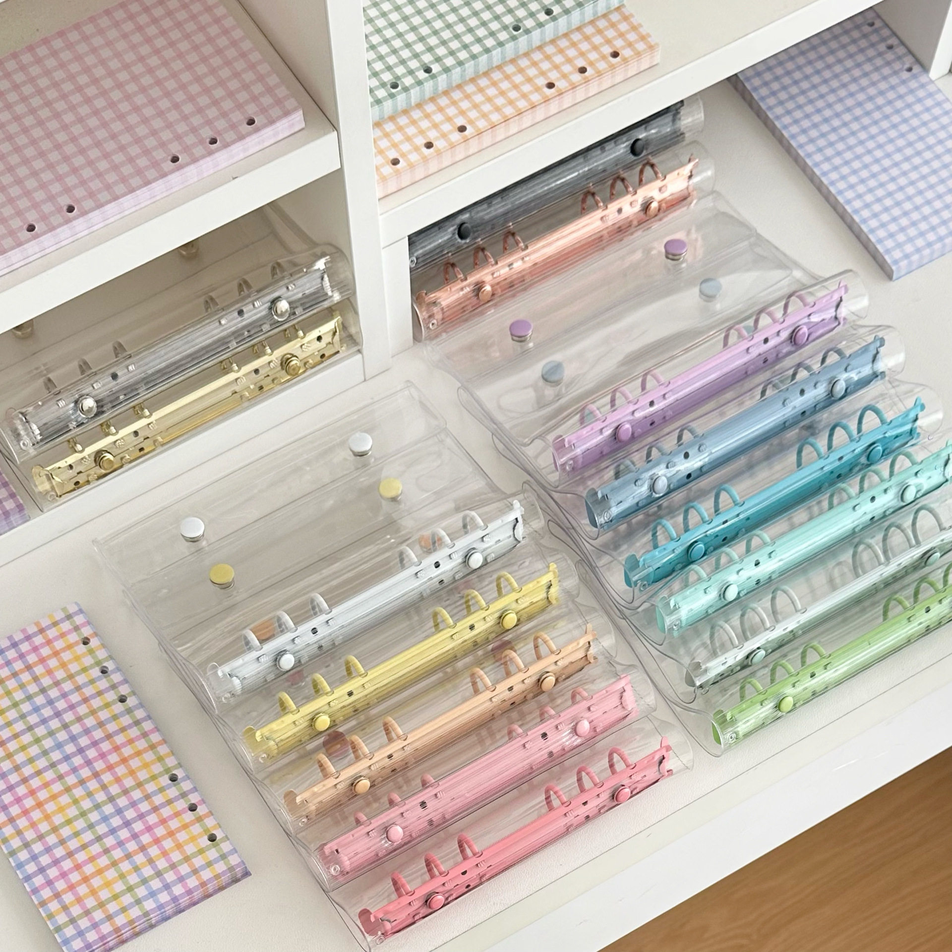 ins风A6透明活页手帐本PVC清透双扣外壳6孔糖果色小卡追星收纳册,淘宝优惠券,粉丝福利购,淘宝优惠卷