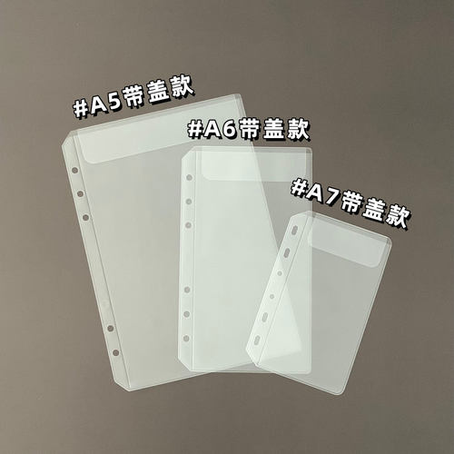 活页PVC磨砂收纳袋A5A4A6A7文件资料袋贴纸拉边袋手账内页分类袋 - 图1
