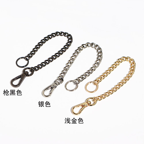 DIY6mm包挂饰链配件挂件金属扣浅金双层圈布偶玩具链条毛球配链 - 图2
