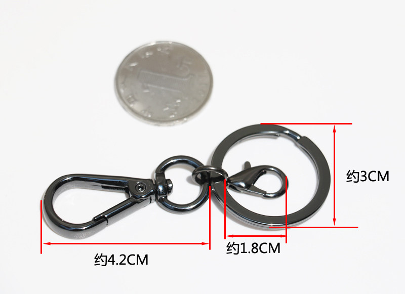 DIY高品质双扣款 钥匙扣钥匙扣浅金色银色枪黑色饰品配件挂件配饰,淘宝优惠券,粉丝福利购,淘宝优惠卷