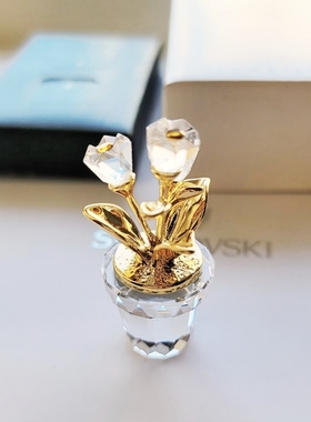 施华洛世奇追忆 花朵花盆水晶摆件  SWAROVSKI金色追忆