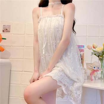 Pure wishes Princess style sling for women summer 2023 new style lace mesh splicing thin small sexy