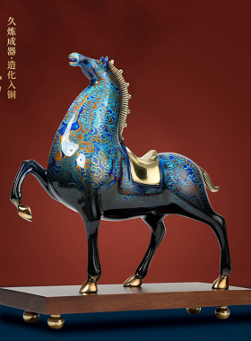 大漆工艺全铜马摆件 马到成功玄关客厅书房办公室装饰品乔迁礼品